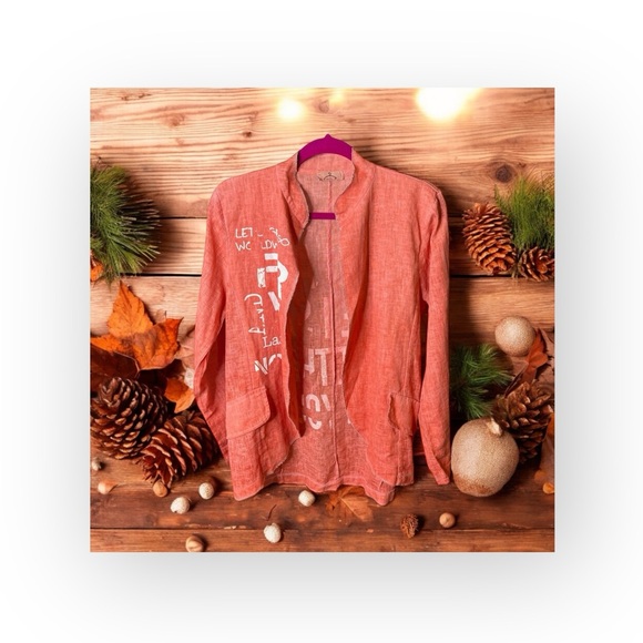 Made in Italy ❤︎︎ Trendy Graffiti Print Waterfall Jacket ❤︎︎ Red Orange S M L - Picture 2 of 16